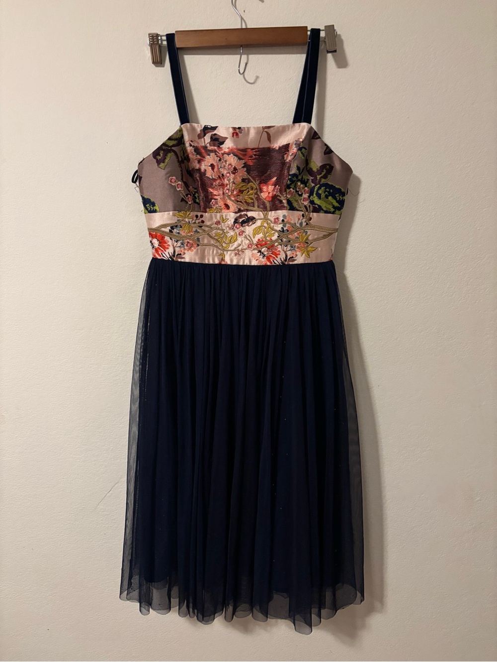 Moulinette Soeurs Navy Tulle Skirt Floral Dress